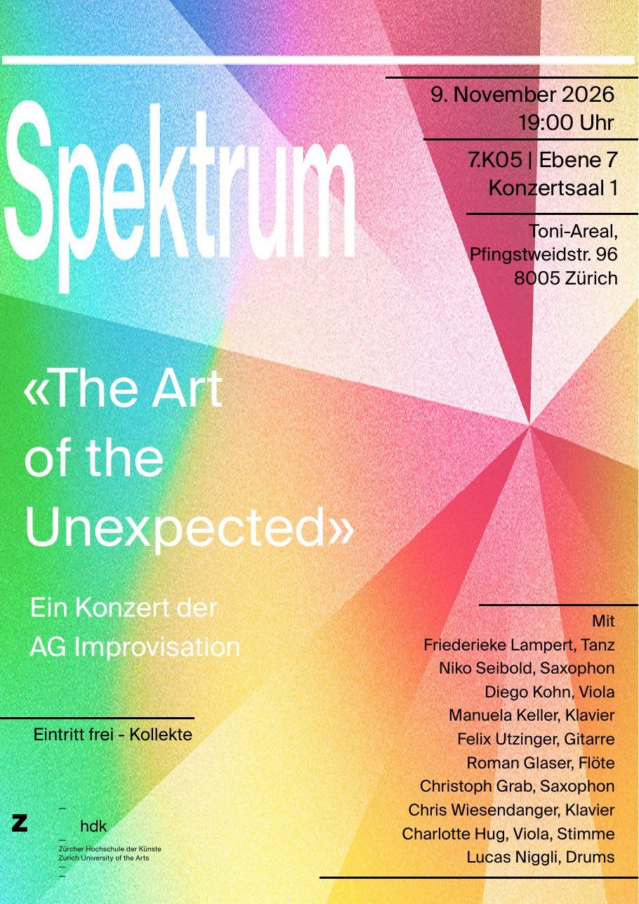 Poster of the Spektrum concert of the Working Group Improvisation, 9 November 2026