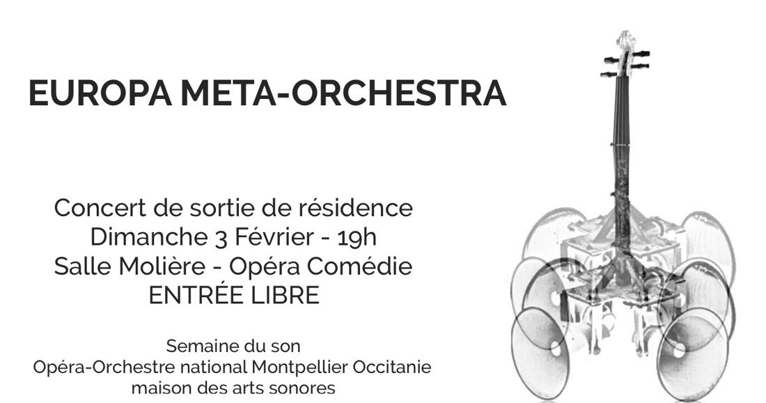 Flyer of the launch concert of the Europa Meta Orchestra, 3 February 2019, Salle Moli&egrave;re, Montpellier