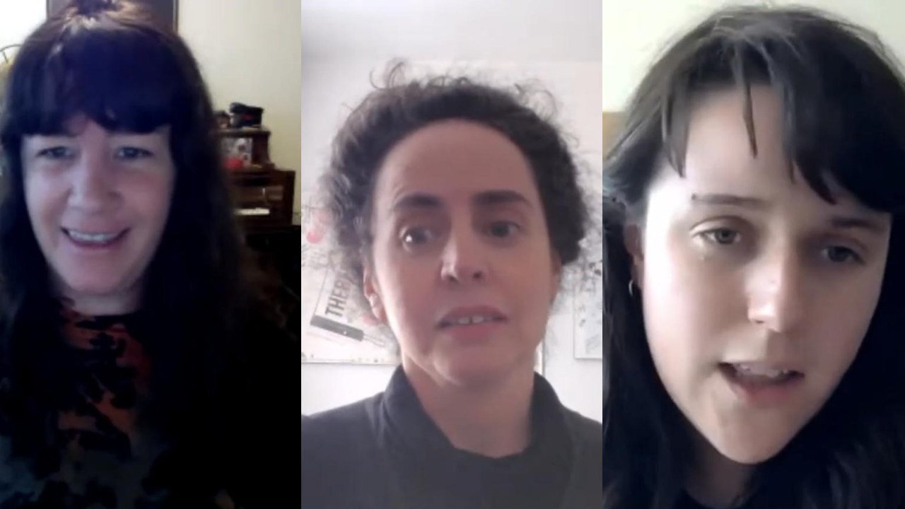 Adriana Camacho, Agnes Paz and Antonia Valladares speaking in the fifth session