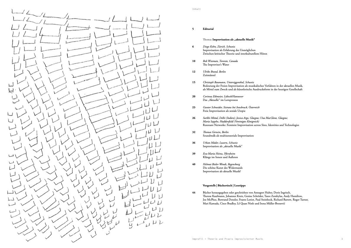 Contents pages of improfil No. 88, with a drawing by Fridhelm Klein