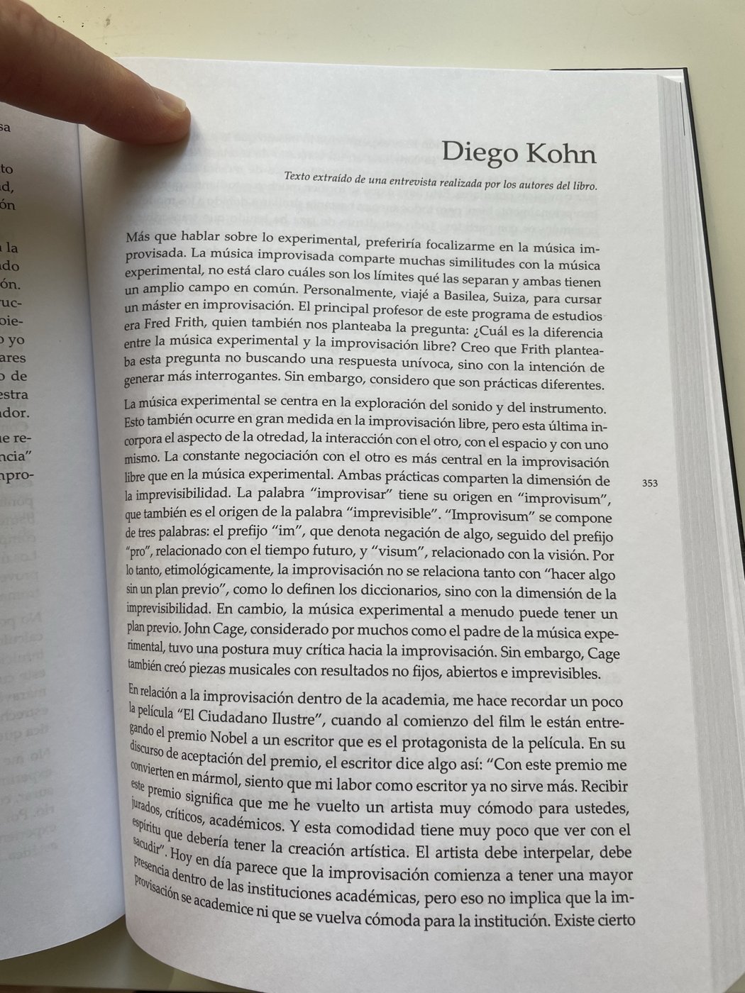 First page of Diego Kohn’s contribution, p. 353
